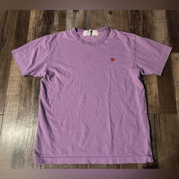 COMME des GARÇONS PLAY Purple Small Heart Patch T-Shirt Medium - Picture 2 of 6